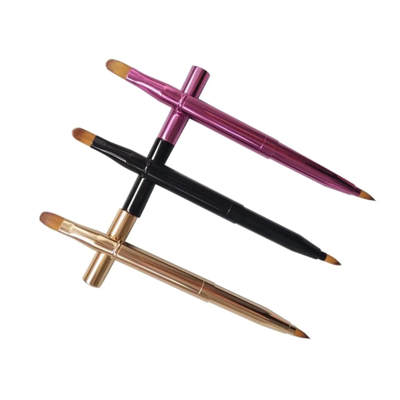VICASKY Flexible Lip Brush Set 3pcs Retractable Lipstick Lip Gloss Applicator Dual-sided Makeup Brush Perfect for Travel Daily Use