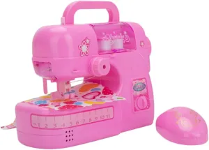 VICASKY Sewing Machine Toy Sewing Machine Toy Sewing Machine My First Sewing Machine for Sewing Kit for 4-7 Girl Toys Electric Simulation Sewing Machine Kit Plastic Pink