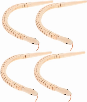 VICASKY 4pcs Flexible Wooden Snake Toy Kit for Boy Girl Blank Paintable Project Snake Models for Creative Expression and Artistic Development