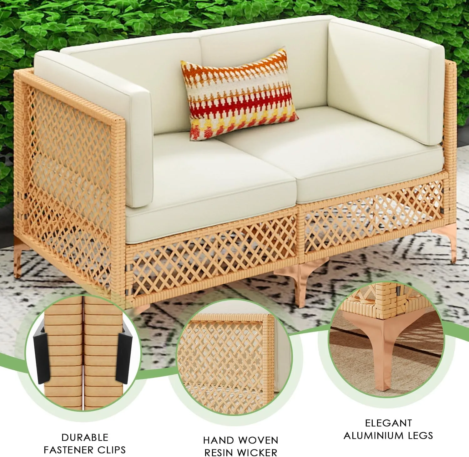 Vikiullf Outdoor Patio Furniture Set, PE Rattan Wicker Patio Conversation Sets, All Weather Sectional Sofa for Garden, Poolside, Backyard (7 Pieces Sectional)