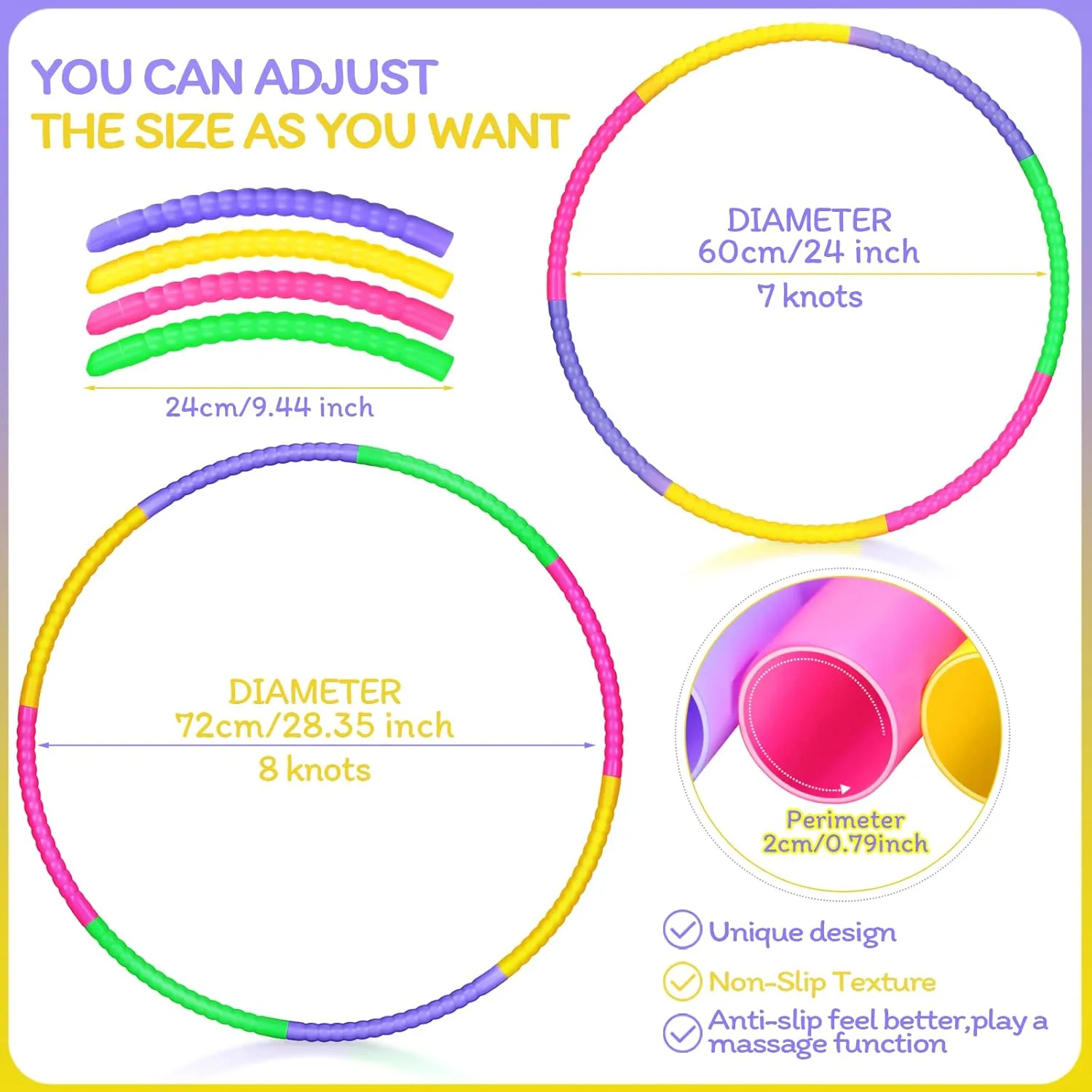 Vinsot Toy Hoop Detachable Plastic Hoops Exercise Equipment Toy Adjustable Rings for Sports Playing Party Game Dance Pet Training