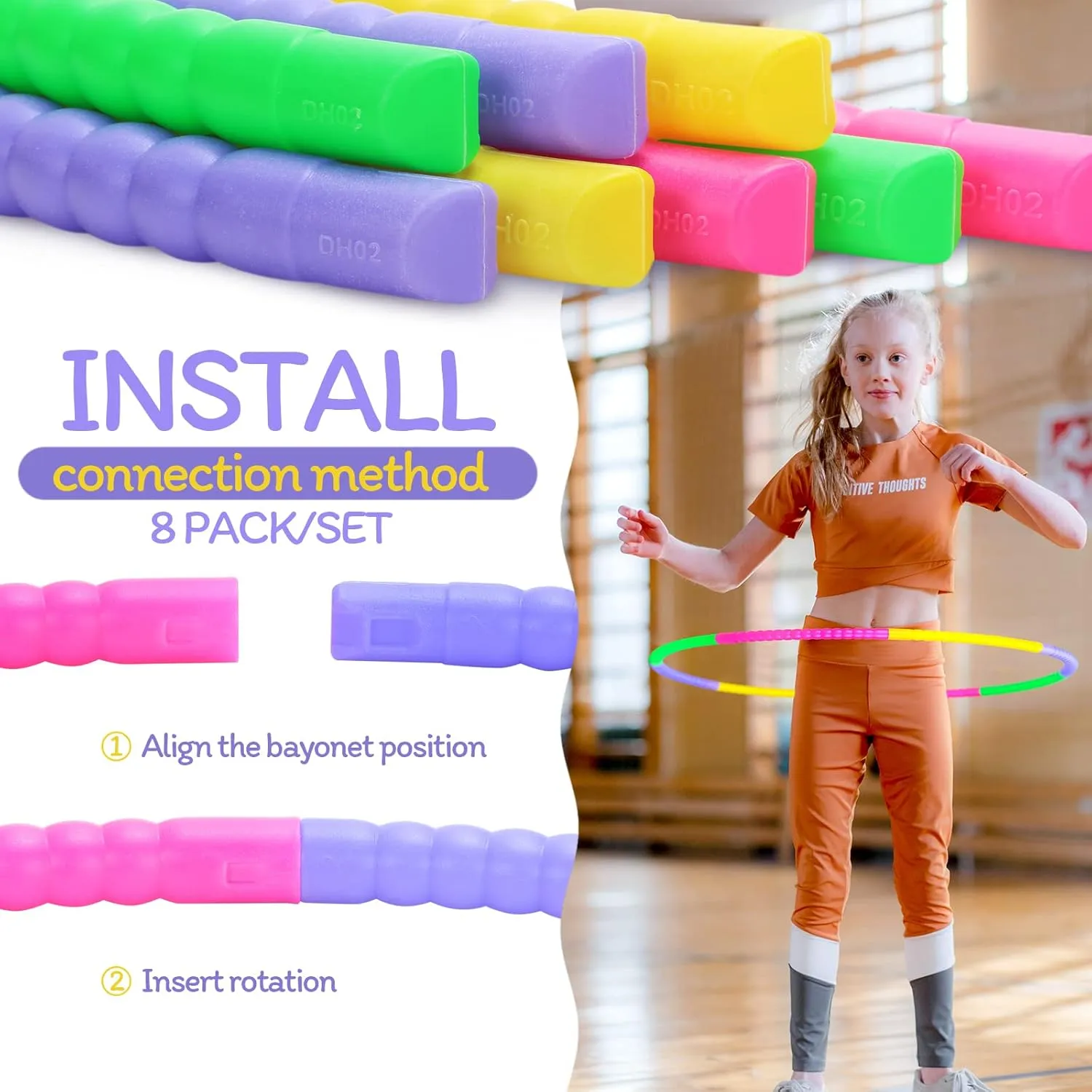 Vinsot Toy Hoop Detachable Plastic Hoops Exercise Equipment Toy Adjustable Rings for Sports Playing Party Game Dance Pet Training