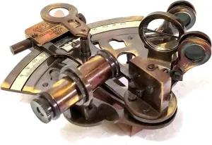 Vintage Marine Brass Sextant, Nautical Navigation Tool, Collectible Maritime Instrument