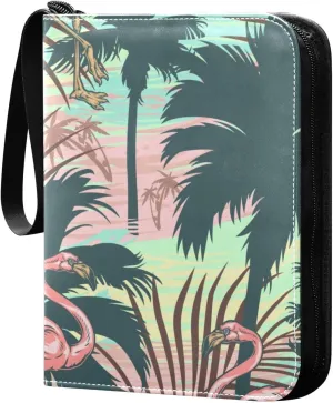 Vintage-tropical-colorful-print 400 Pocket Card Collection Binder, PU Waterproof Wear-resistant Trading Card Binder with Zip for Collectible Boys Girls Game Sports Cards MTG TCG