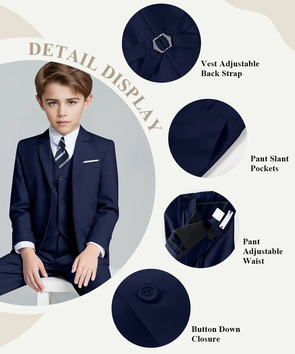 Visaccy Boys Suits Slim Fit Dress Clothes Ring Bearer Outfit