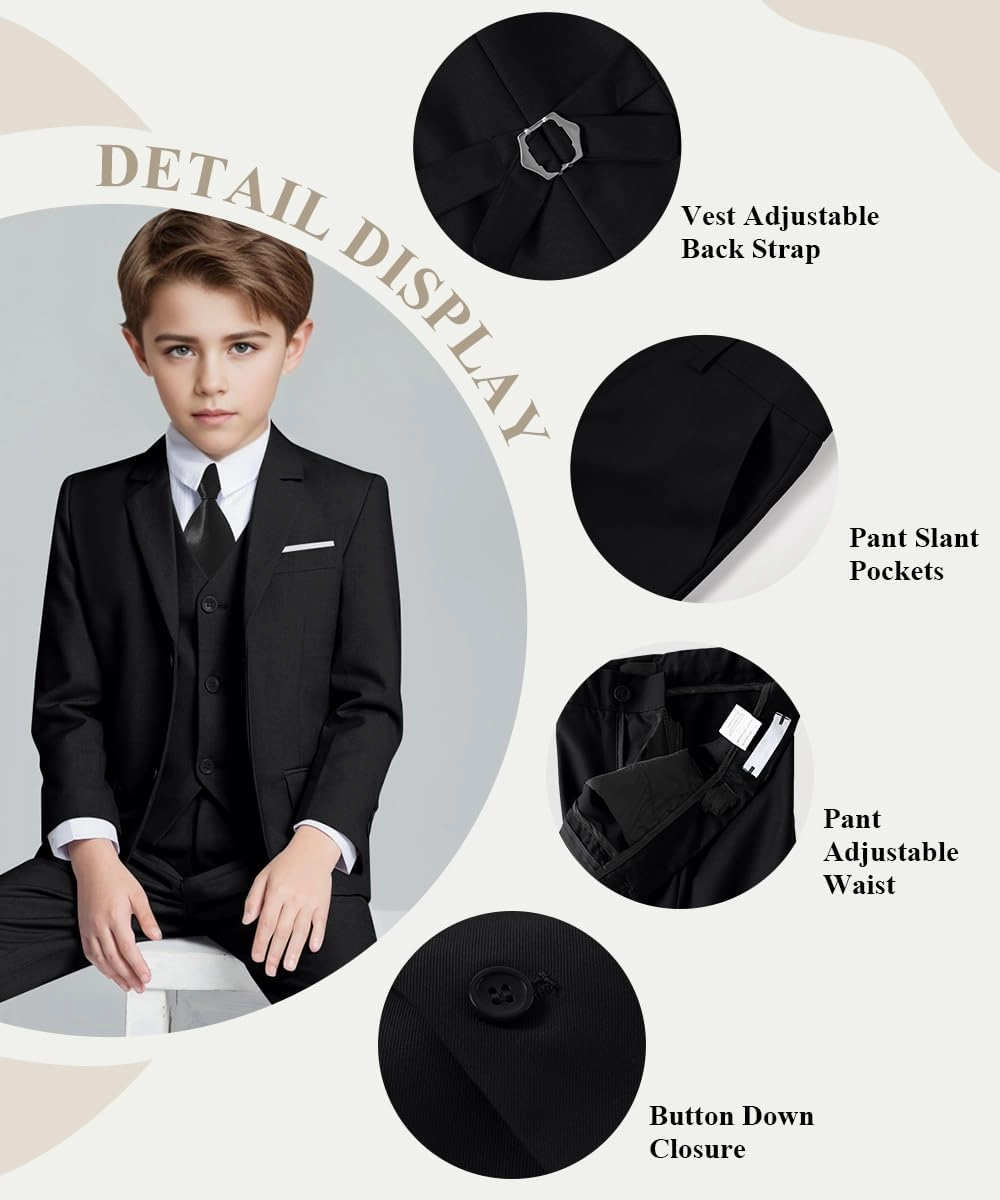 Visaccy Boys Suits Slim Fit Dress Clothes Ring Bearer Outfit