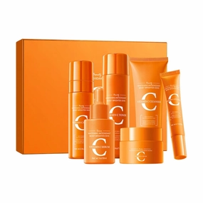 Vitamin C Skin Care Set, Skin Care Routine Kit -Cleanser, Face Serum, Face Cream,Toner, Eye Cream, Lotion, Women Gift