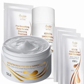 Vitamins hair cosmetics Keratin Hair Mask Deep Conditioner & Keratin Hair Treatment Straightening Kit - Hydration for Thick Hair - Straightener Smoothing Set - Keratina para Alisar el Pelo sin Formol
