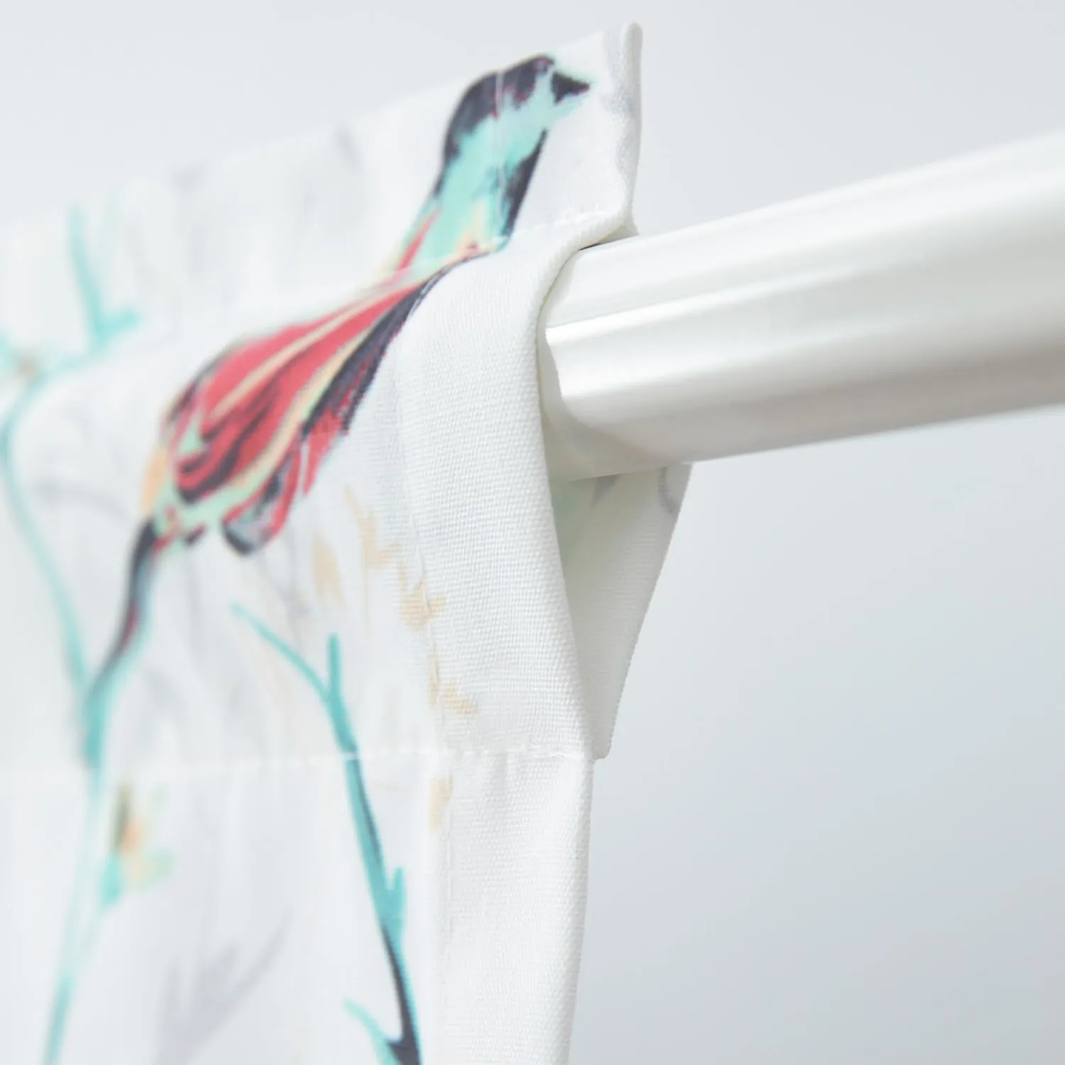 VOGOL Cyan Leaves Print Curtains Valances, Birds Pattern Linen Textured Valance for Cafe Office, Rod Pocket Window Treatments for Kitchen, 52 x 18 Inches, 1 Panel