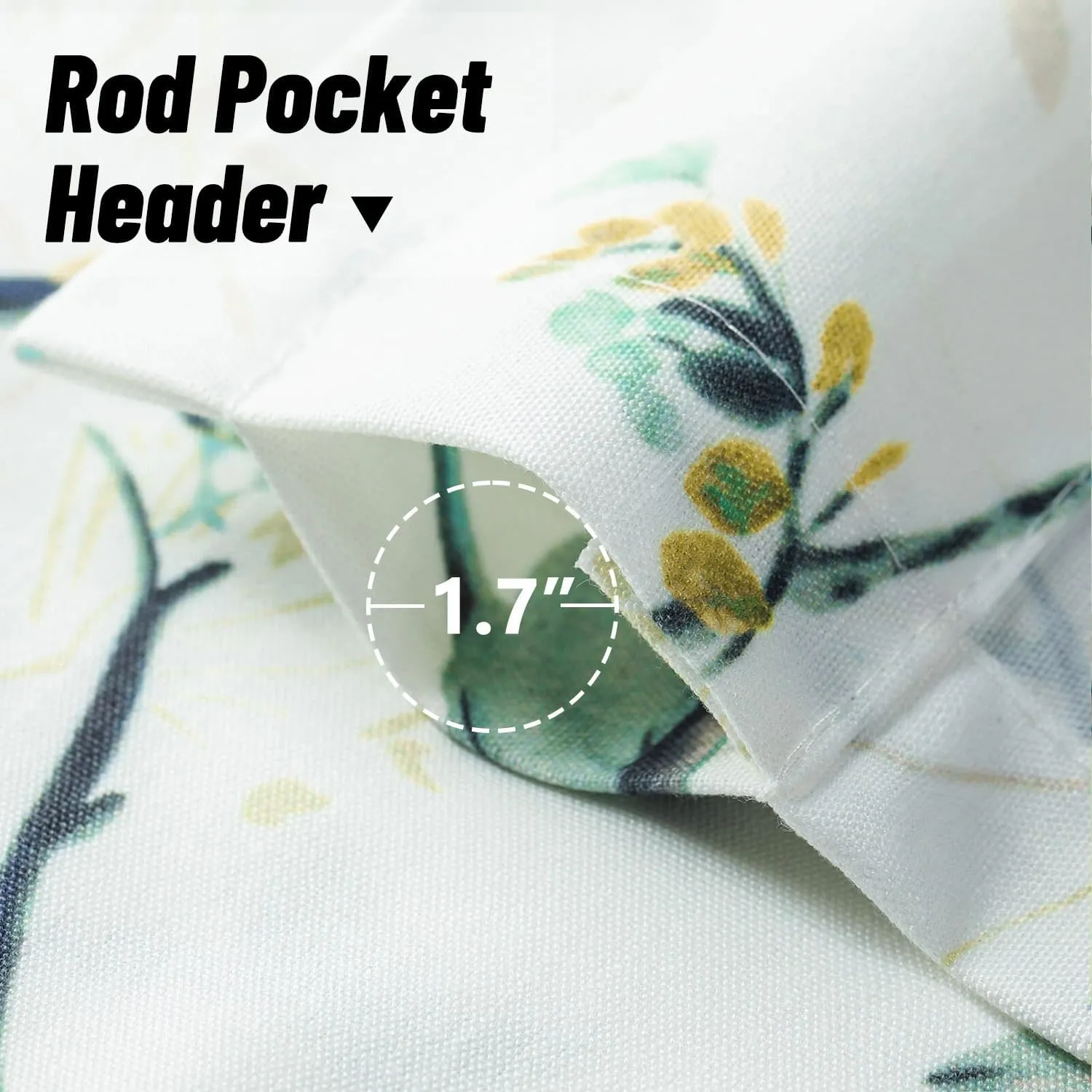 VOGOL Green Birds Printed Farmhouse Valance, Linen Textured View Reducing Privacy Curtains Valance for Kitchen Window, Country Style Rod Pocket Drapery, 52 x 12, 1 Panel