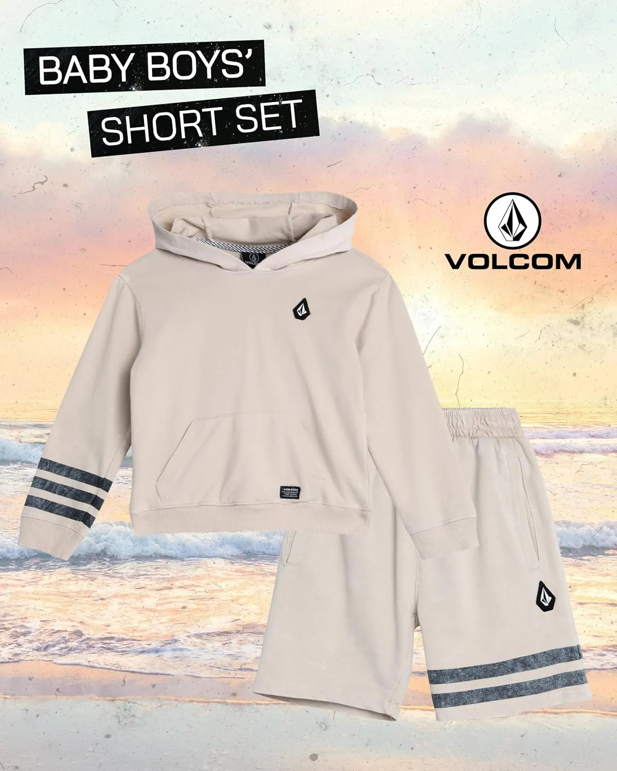 Volcom Boys' Activewear Set - 2 Piece French Terry Pullover Hoodie Sweatshirt and Active Sweat Shorts for Boys (18M-7)