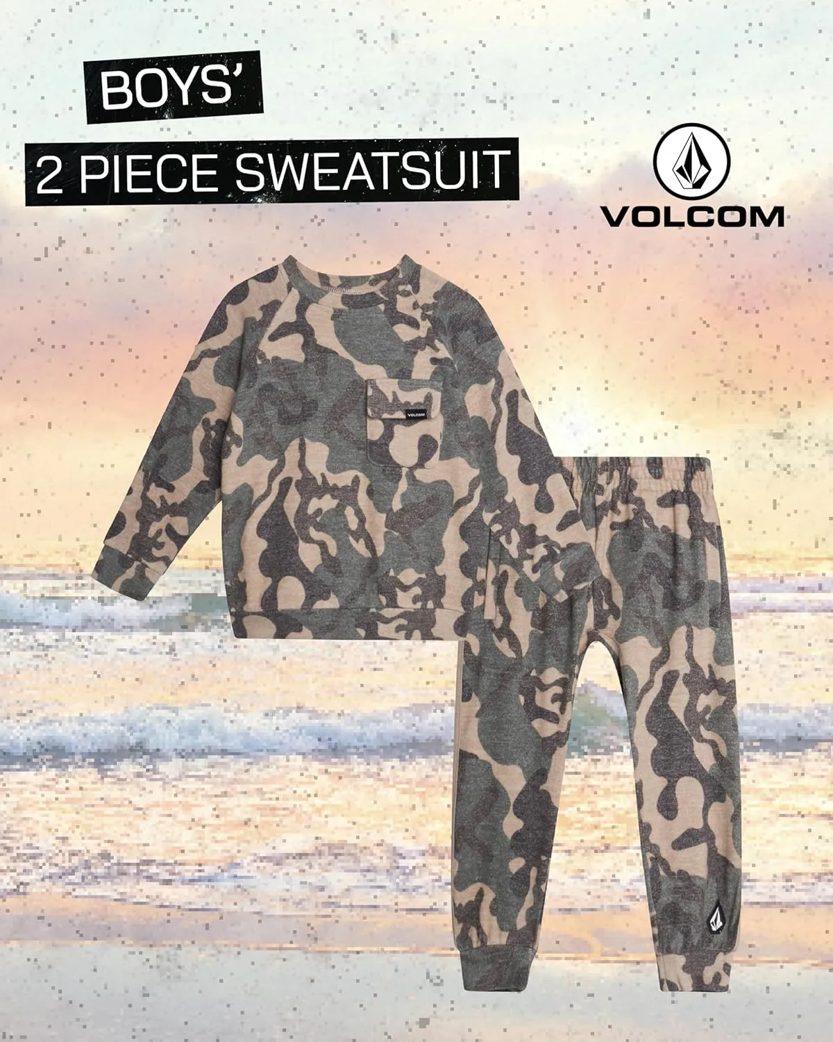 Volcom Boys' Sweatsuit Set - 2 Piece Soft Fleece Crewneck Pullover Sweatshirt and Jogger Pants - Cozy Outfits for Boys 12M-7