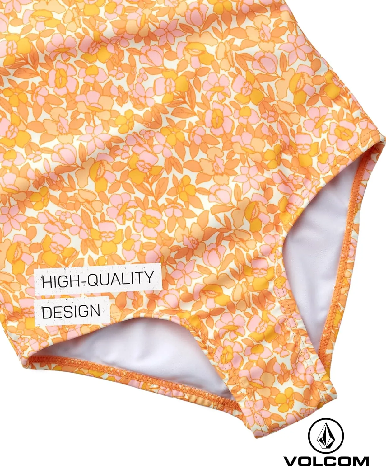 Volcom Girls' Swimsuit Set - UPF50  Quick-Dry Girls One Piece Swimsuits with Matching Swim Shorts for Swimming (Sizes: 2T-16)