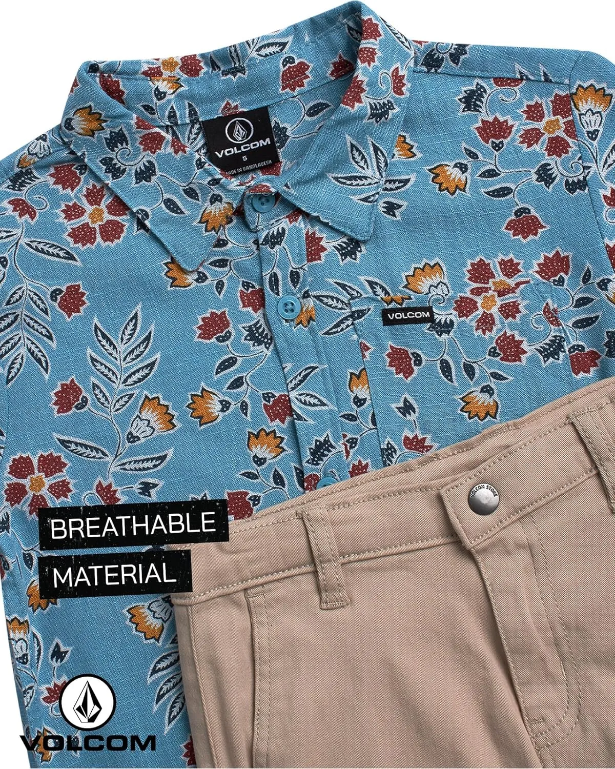 Volcom Toddler Boy Shorts Set - 2 Piece Short Sleeve Button Down Dress Shirts and Twill Shorts - Toddler Boys Summer Outfits
