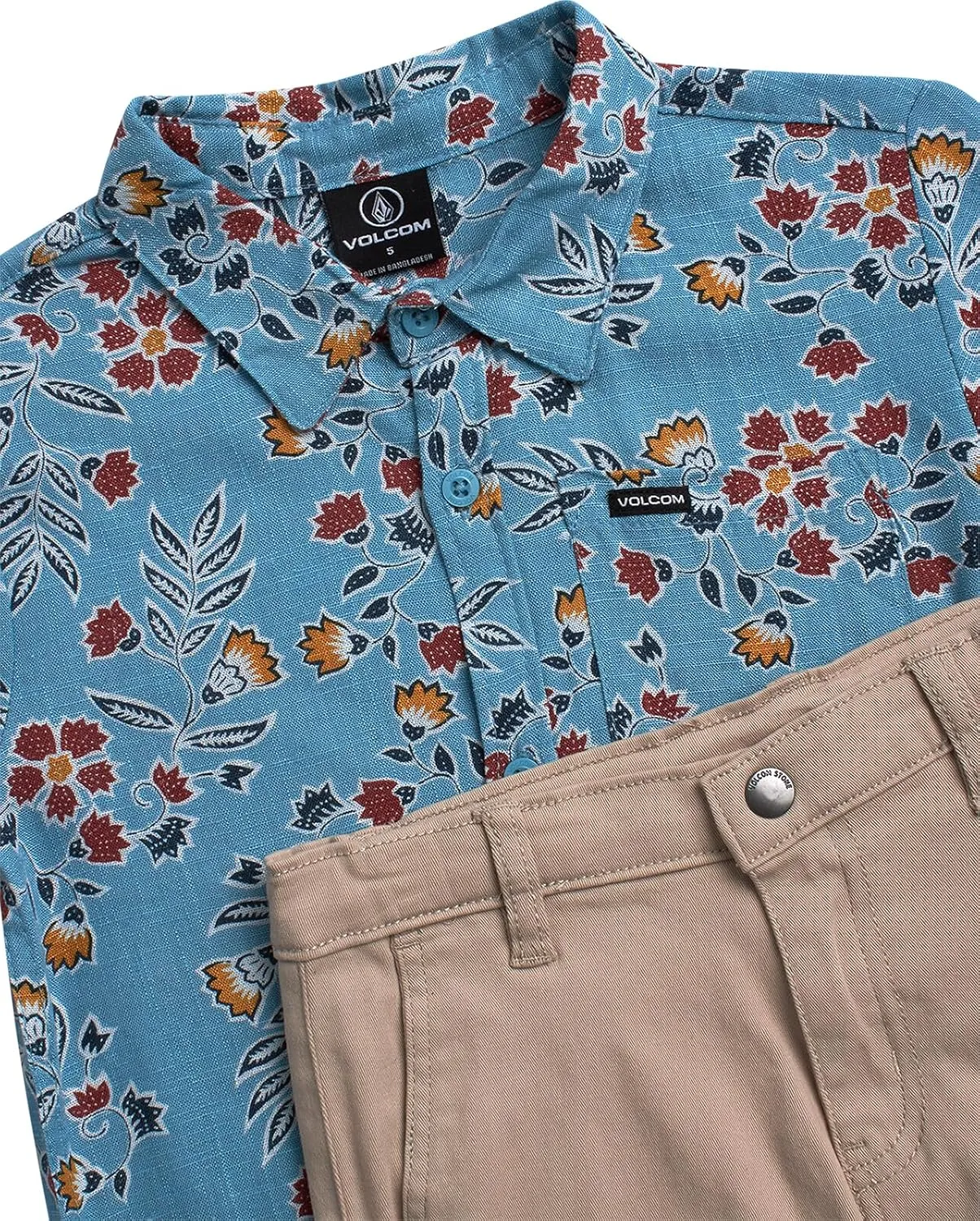 Volcom Toddler Boy Shorts Set - 2 Piece Short Sleeve Button Down Dress Shirts and Twill Shorts - Toddler Boys Summer Outfits