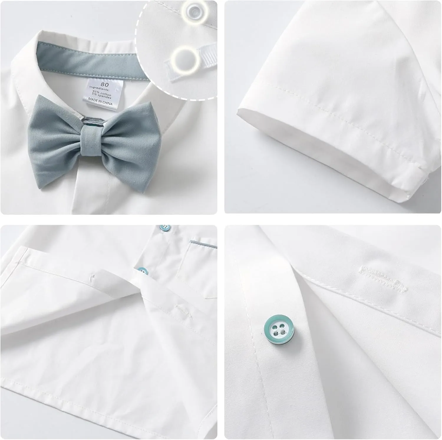Volunboy Infant Baby Boy Summer Wedding Ring Bearer Outfits Suspenders Shorts Set Formal Dress Shirt Bowtie Suits
