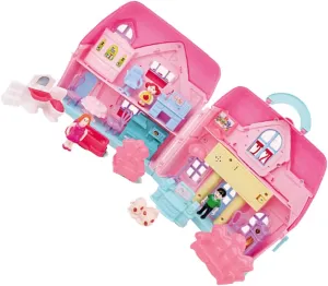 VOSAREA 1set Portable Two- Toy House Simulation Light for Family Role Play Dreamy Princess Villa for Boys and Girls Imagination and Creativity for Preschool Learning