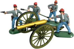 W. Britain American Civil War 52106 Confederate Napoleon Cannon with 4 Man Crew 1:32 Scale Plastic