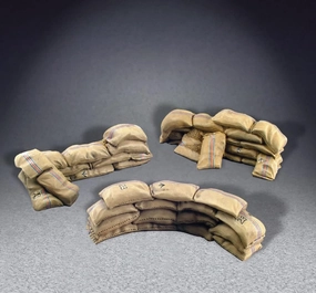 W. Britain Diorama Accessories 53001 Mealie Bag Wall Curved and Short Straight Sections 1:30 Scale polystone