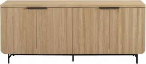 Walker Edison Modern Reema Scandinavian Fluted 4-Door Kitchen Storage Sideboard Buffet Cabinet Console, 69 Inch, Coastal Oak