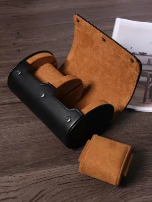 Watch Roll Travel Case for Men and Women with 3 Watch Storage Organizer - Secure Storage with Innovative Removable Pillows & Solid Dividers (Brown)