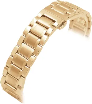 Watch Strap 12mm14mm16mm17mm18mm19mm20mm21mm22mm Strap Metal Stainless Steel Strap Hollow Arc Interface, with Tool Pin Replacement (Rose Gold 17mm)