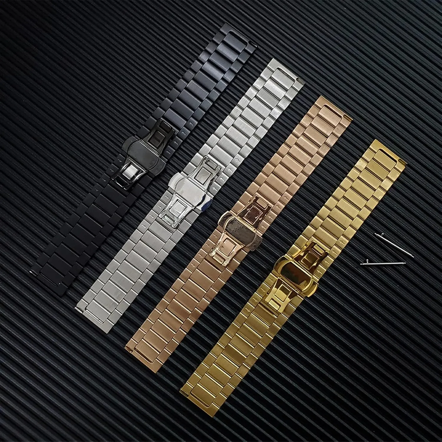 Watch Strap Metal Stainless Steel Strap, Traditional Or Popular Watch 4 Colors Bracelets Can Be Replaced with 22mm 20mm Straps.