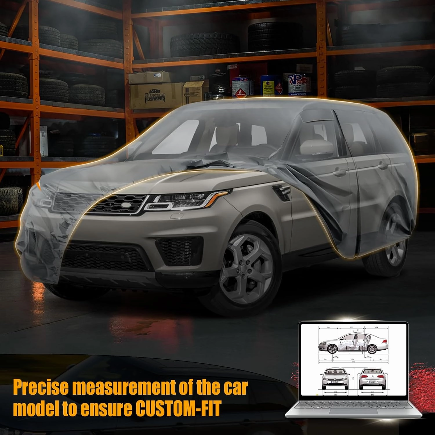Waterproof Premium Car Covers Replace for 2013-2025 Land Rover Range Rover Sport, 10 Layers Heavy Duty All Weather Car Cover with Zipper Door, Windproof Bands for Snow Rain Dust Protection
