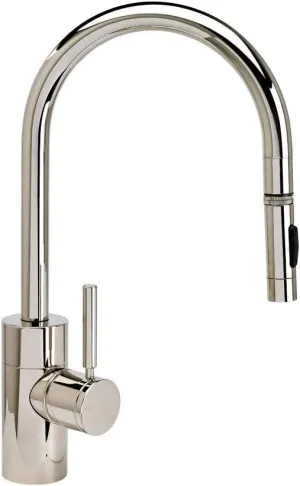 Waterstone 5410-4 Contemporary Standard Reach PLP Pulldown Angled Spout Faucet w/Toggle Sprayer 4pc Suite - Polished Gold
