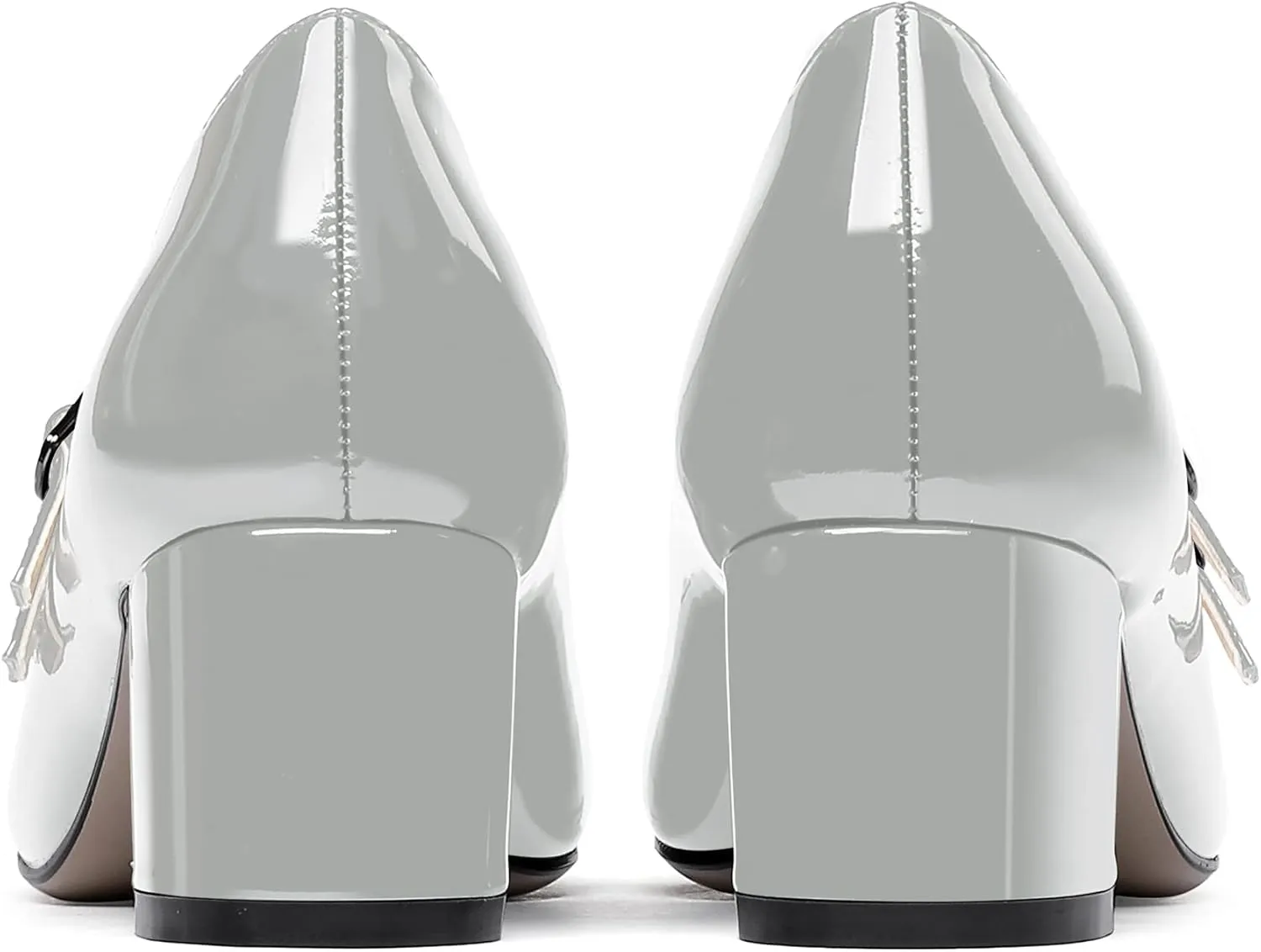 WAYDERNS Women's Adjustable Strap Mary Jane Round Toe Patent Low Chunky Heel Pumps Shoes 2 Inch