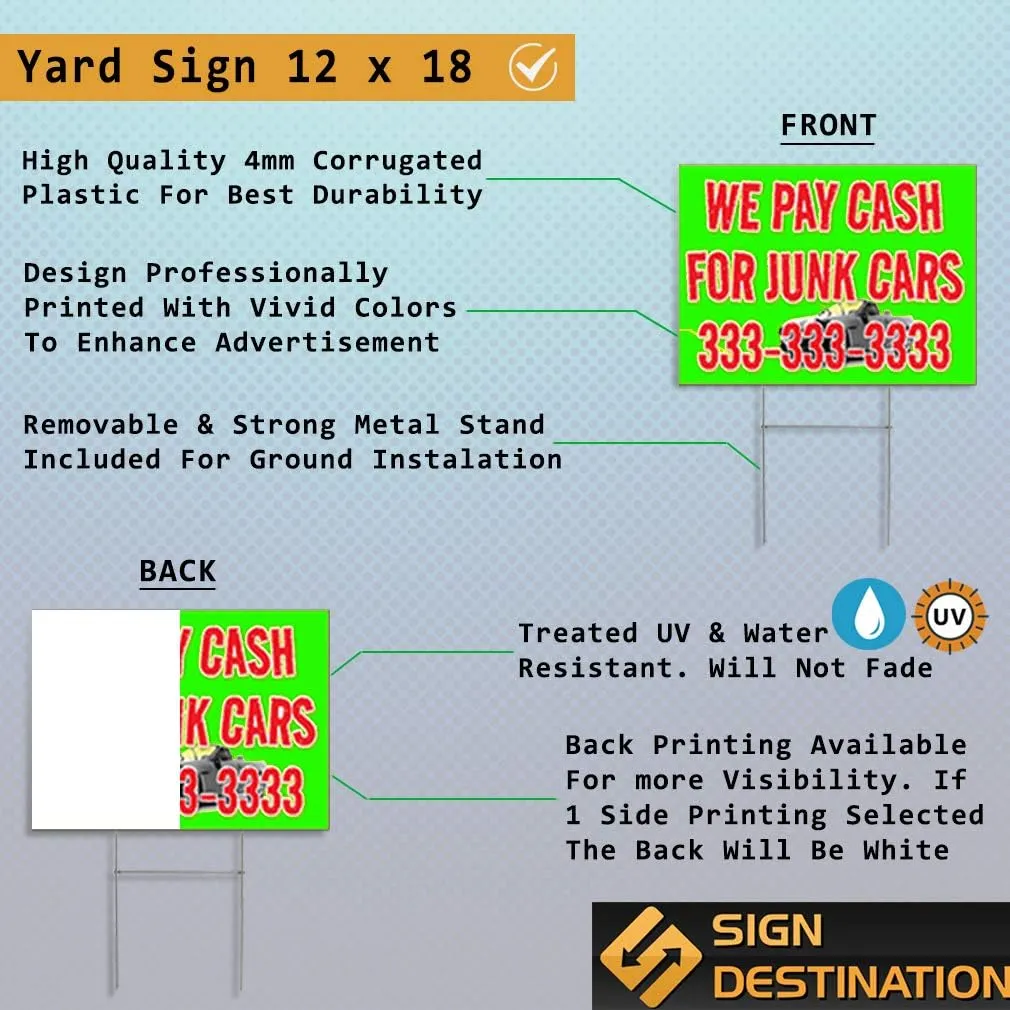 Weatherproof Yard Sign Visa Accepted .MasterCard White Lawn Garden Buy Here Pay 18x12 Inches 2 Sides Print