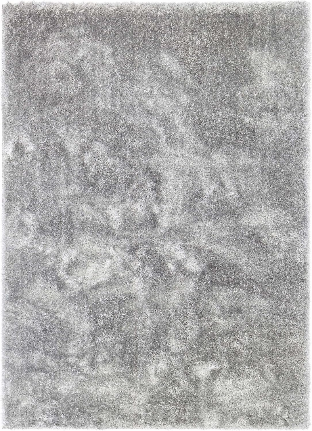 Well Woven Feather Collection Liza Shag Rug – Silver, 3'3" x 5' for Bedroom and Entryway - Soft Plush Feel