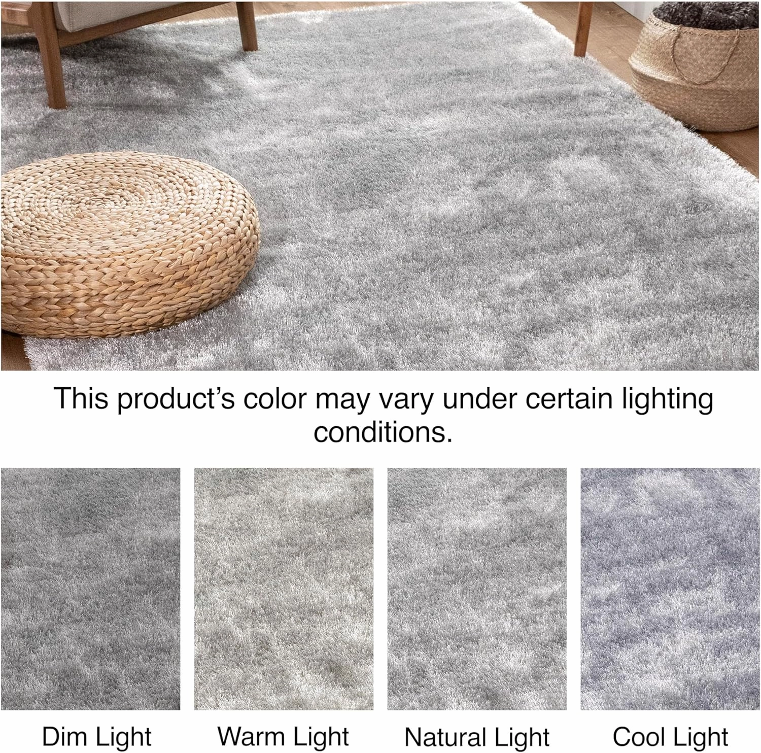 Well Woven Feather Collection Liza Shag Rug – Silver, 3'3" x 5' for Bedroom and Entryway - Soft Plush Feel