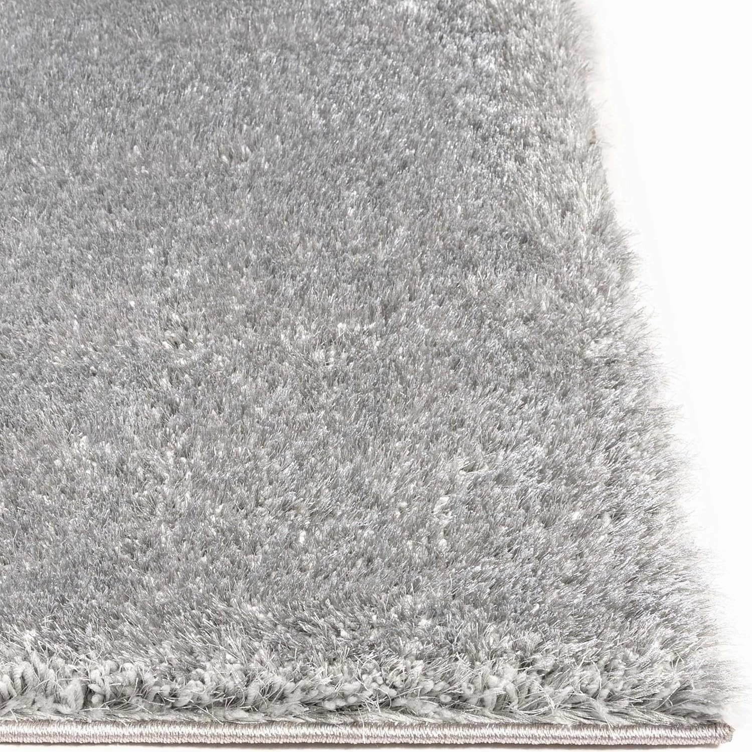 Well Woven Feather Collection Liza Shag Rug – Silver, 3'3" x 5' for Bedroom and Entryway - Soft Plush Feel