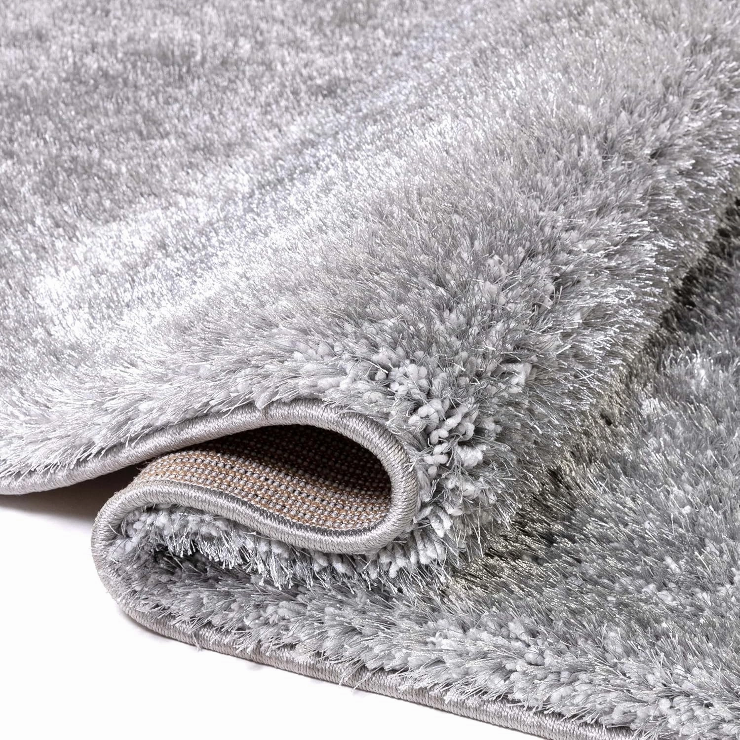 Well Woven Feather Collection Liza Shag Rug – Silver, 3'3" x 5' for Bedroom and Entryway - Soft Plush Feel