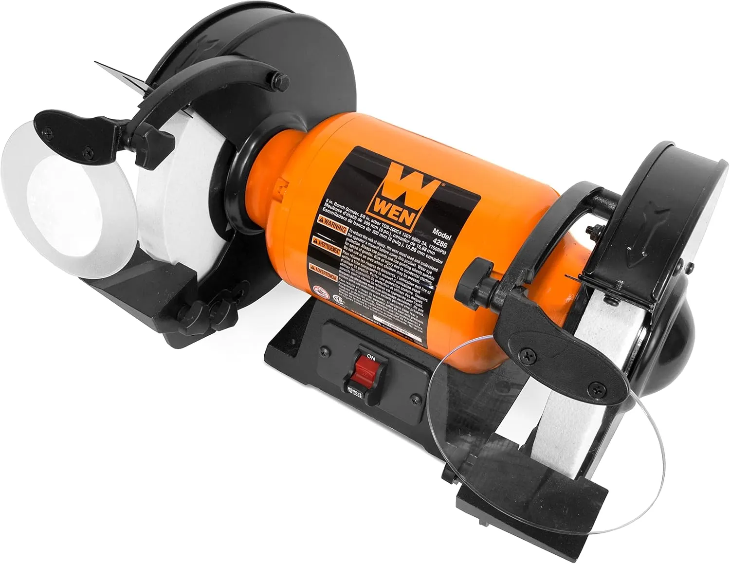 WEN BG4286 3-Amp 8-Inch Slow Speed Bench Grinder, Orange,black