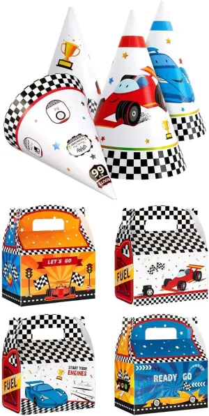 WERNNSAI 12 Pcs Car Candy Boxes   12 PCS Car Party Hats