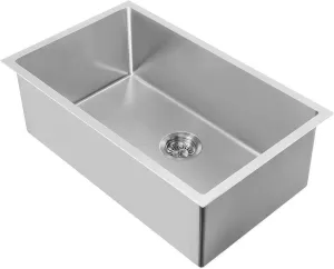 Whitehaus 30" Heavy Duty Kitchen Sink; 16 Gauge Stainless Steel Single Bowl Dual Mount Set, Brushed Finish