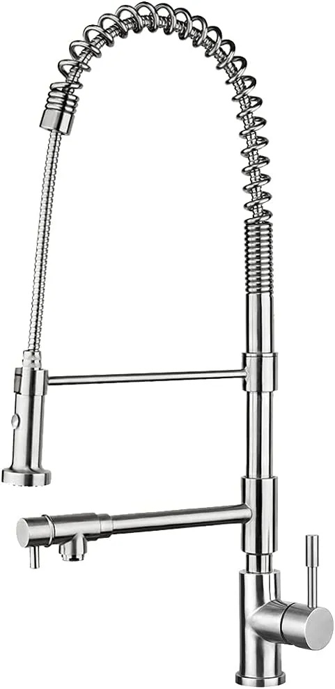 Whitehaus WHS1644-SK-PSS Polished S. Steel Faucet with Pull-Down Spray