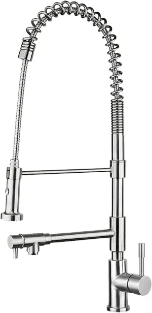 Whitehaus WHS1644-SK-PSS Polished S. Steel Faucet with Pull-Down Spray