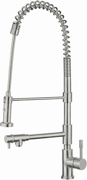 Whitehaus WHS1644-SK-BSS Brushed Stainless Steel Faucet w/Pull-Down Spray