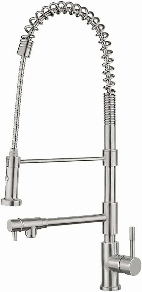 Whitehaus WHS1644-SK-BSS Brushed Stainless Steel Faucet w/Pull-Down Spray