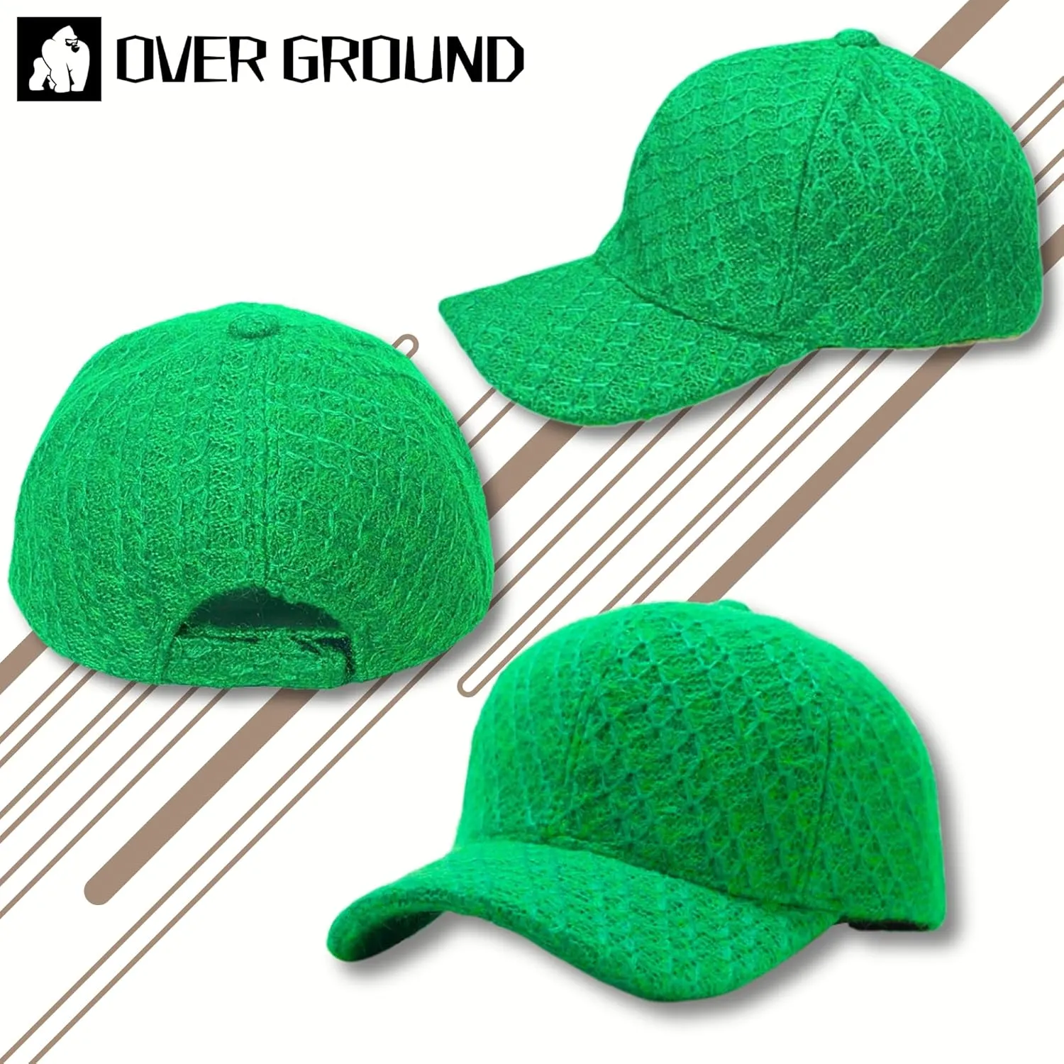 Winter Knit Plaid Warm Baseball Cap Key Ring Strap, Adjustable Travel Trucker Hats for Men Women, Woven Design Hiking Caps