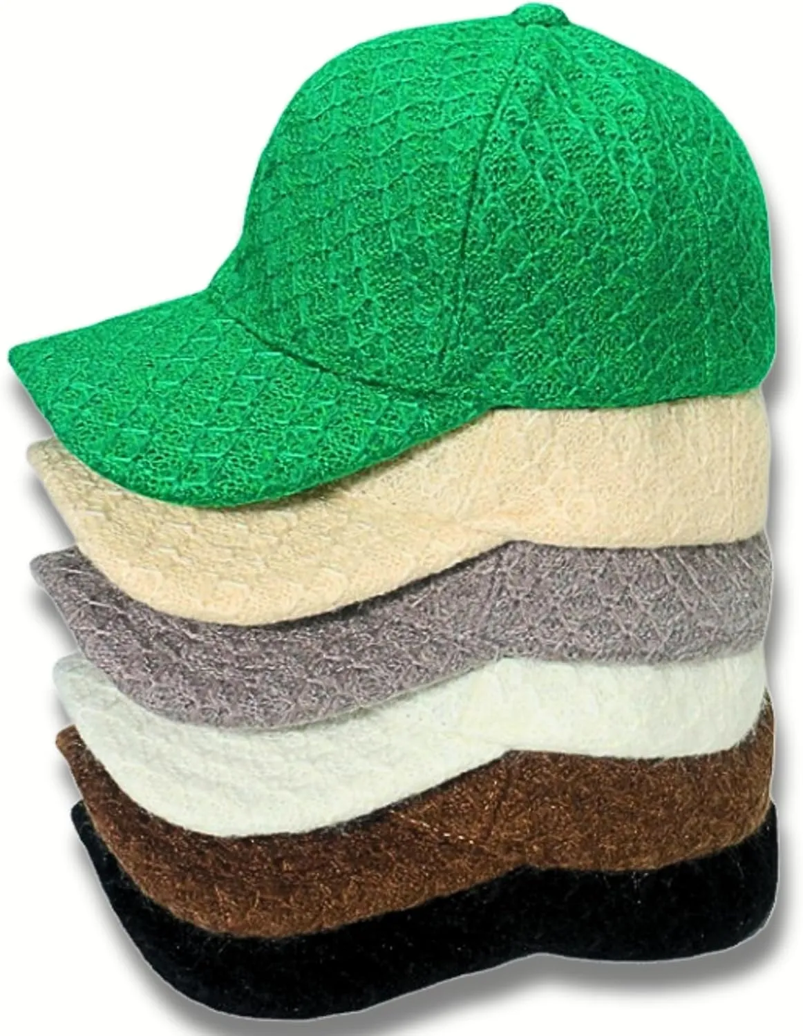 Winter Knit Plaid Warm Baseball Cap Key Ring Strap, Adjustable Travel Trucker Hats for Men Women, Woven Design Hiking Caps