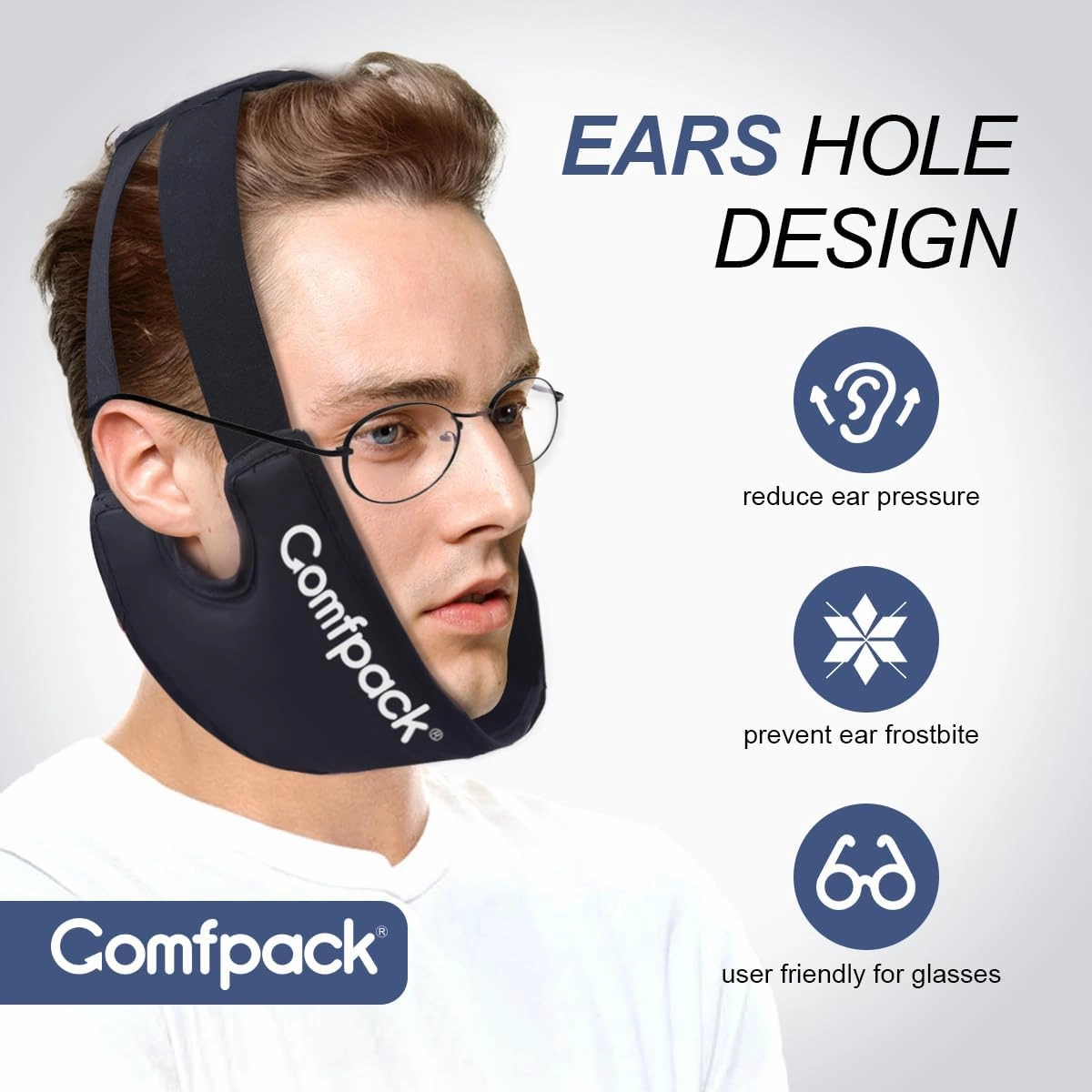Wisdom Teeth Ice Pack with Exposed Ear Design, 2PCS Large Face Ice Pack with Soft Plush for TMJ, Jaw Pain, Tonsillectomy, Oral Surgery, Face Swelling, Cosmetic Recovery