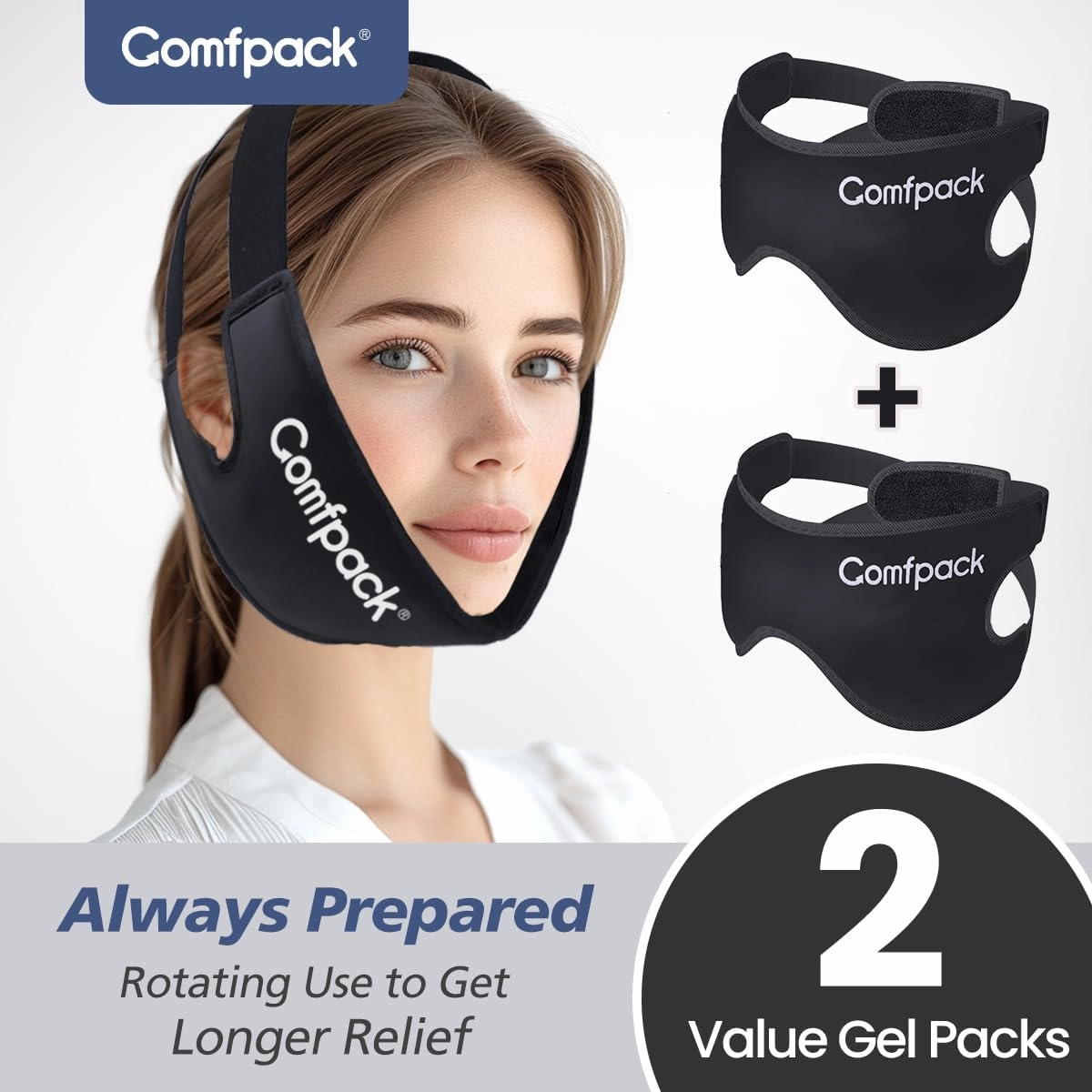 Wisdom Teeth Ice Pack with Exposed Ear Design, 2PCS Large Face Ice Pack with Soft Plush for TMJ, Jaw Pain, Tonsillectomy, Oral Surgery, Face Swelling, Cosmetic Recovery
