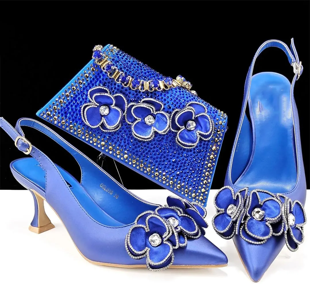 Women’S Pointed Toe Pumps and Bag Set for Office Wear with Square Heel and Stylish Accents
