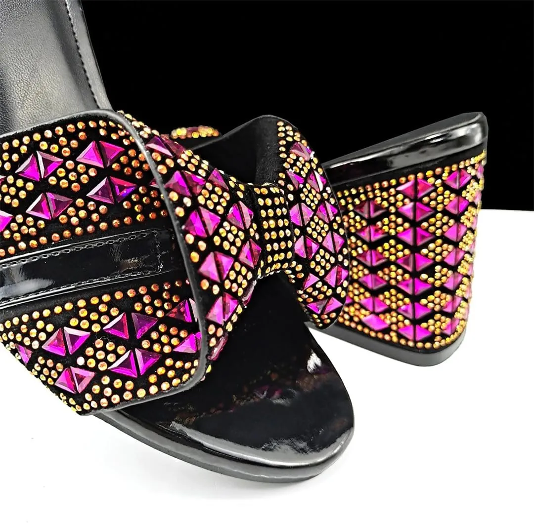 Women’S Rhinestone Decoration High Heels and Chic Clutch Set for Banquet and Party Occasions