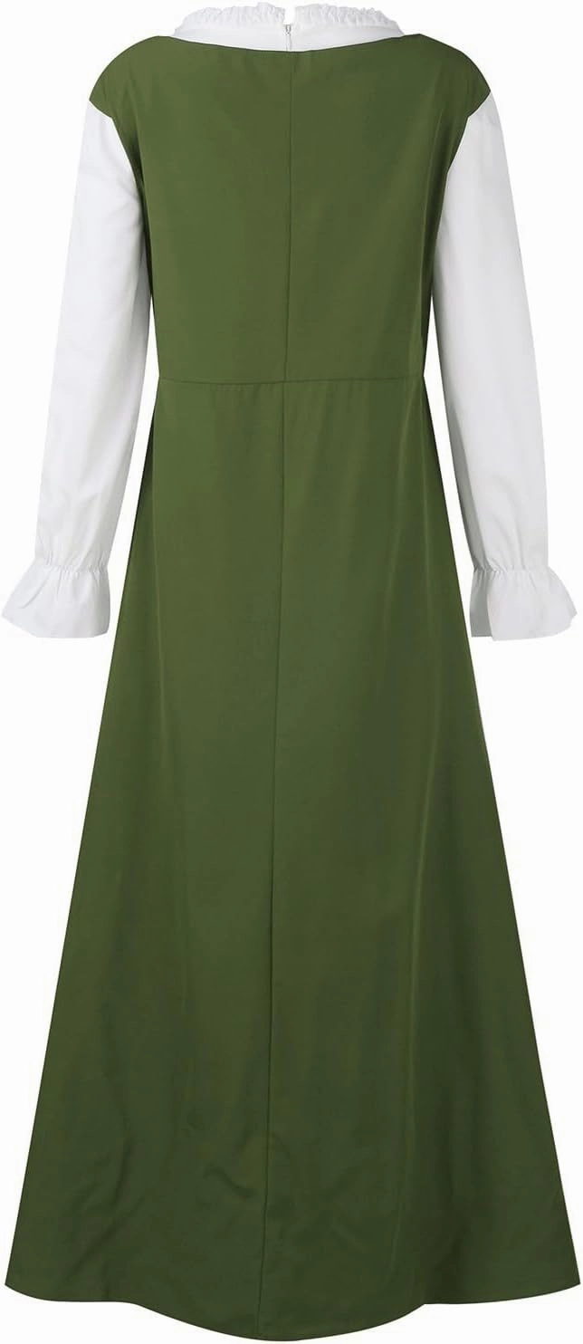 Womens Renaissance Dress 2023 Trendy Ruffle Bell Sleeve Square Neck Tie Up Dress Classic Vintage Victorian Dress