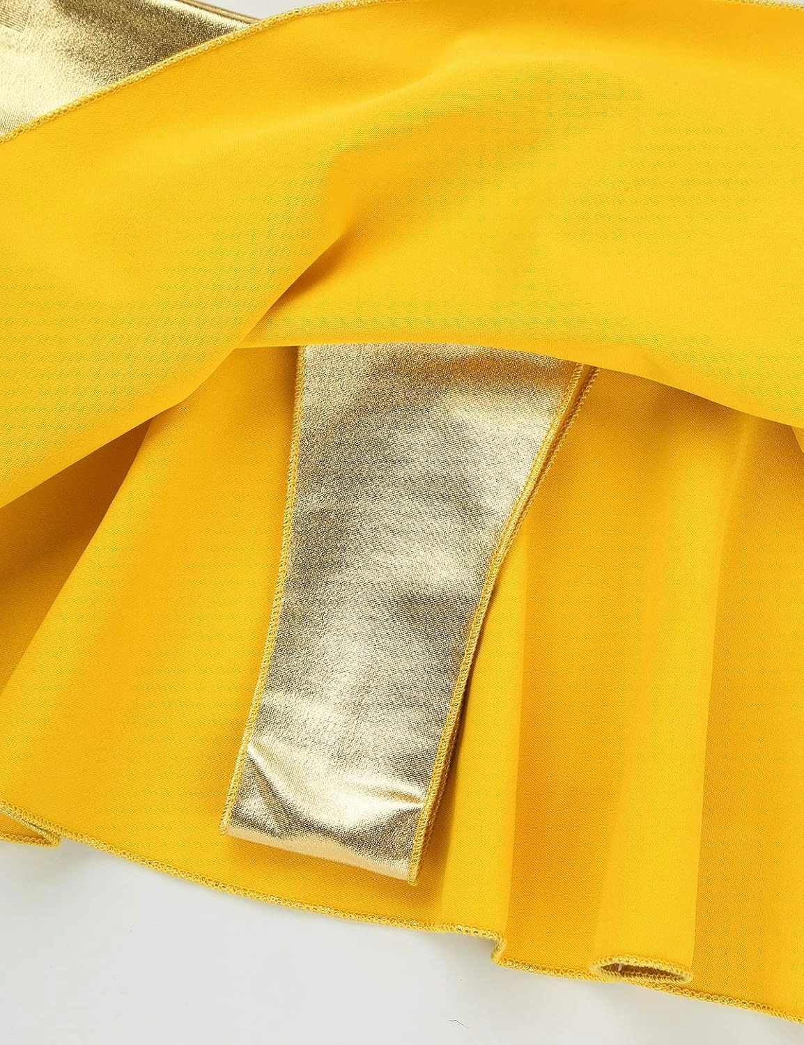 Womens Shiny Metallic Low Rise Double Layered Ruffled Mini Pleated Skirt Rave Dance Costume